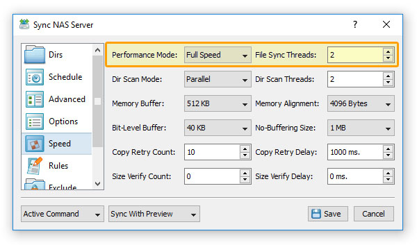 SyncBreeze Parallel File Synchronization Threads