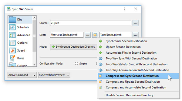 File Synchronization With Tertiary Destination Directory